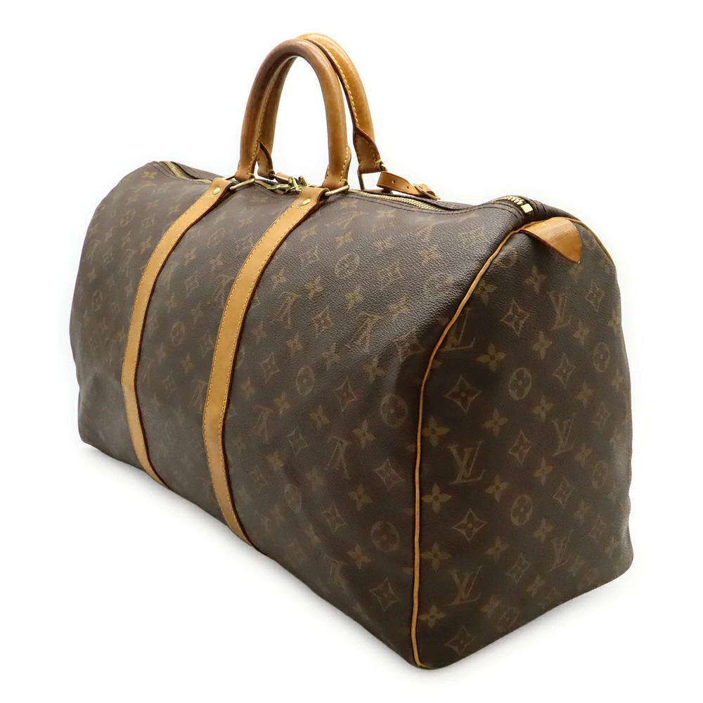 Louis Vuitton Boston Handbag Bag Monogram Keepall Travel Brown